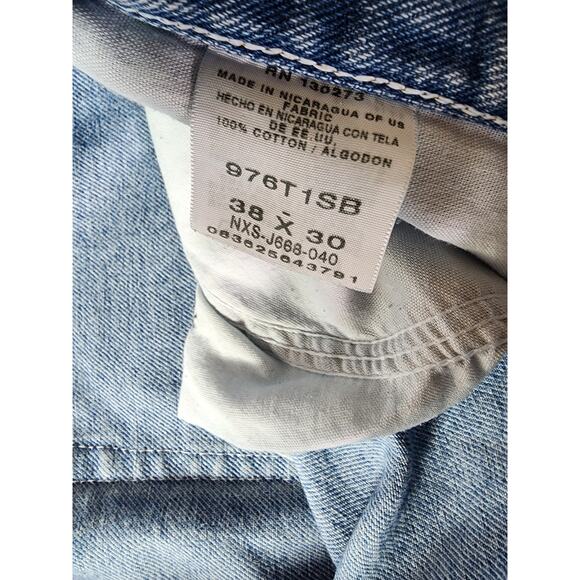 WRANGLER Blue Medium Wash Relaxed Fit Western Casual Jeans SZ 38x30 - Picture 5 of 8